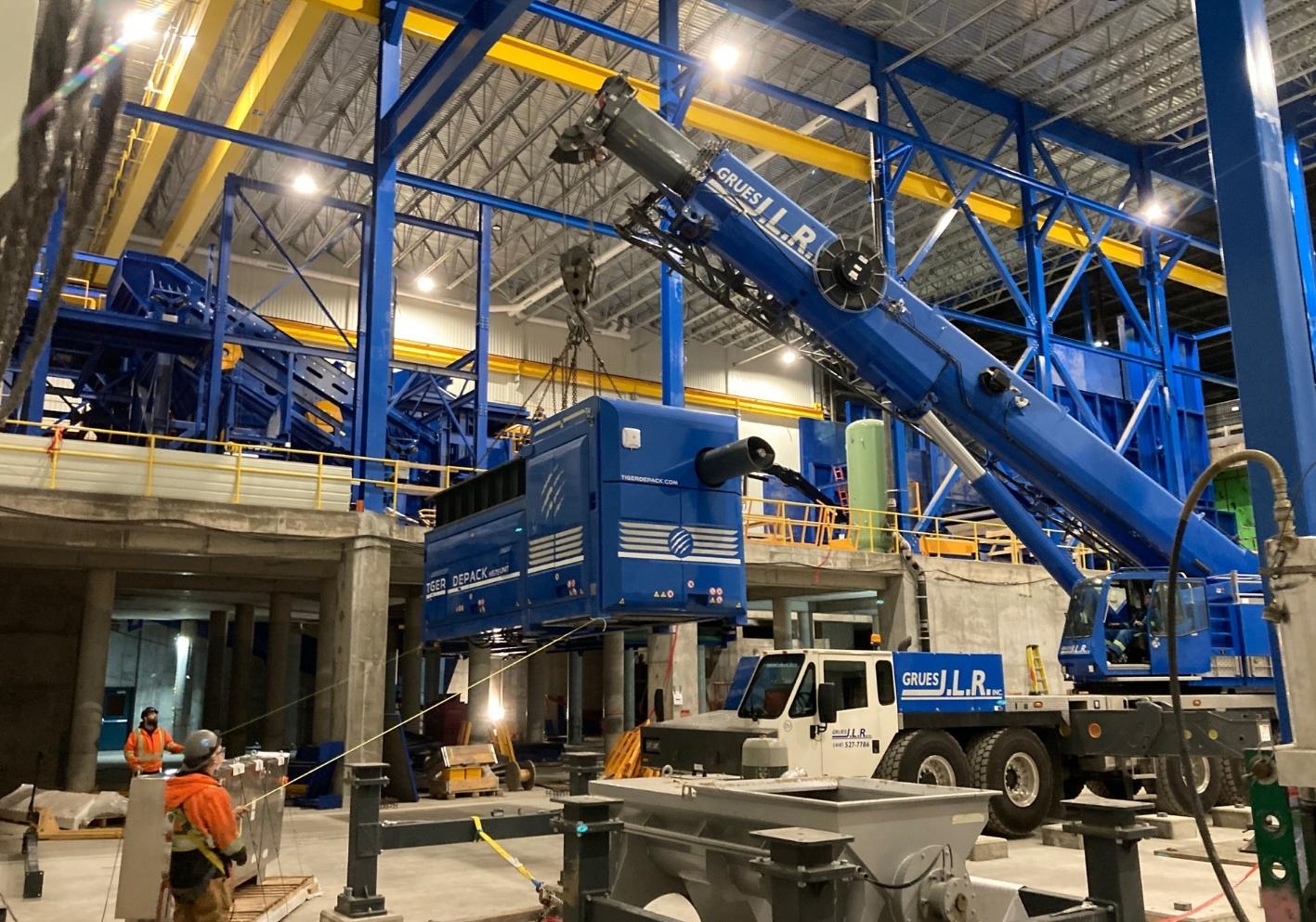 Installation of industrial equipment in a material recovery center