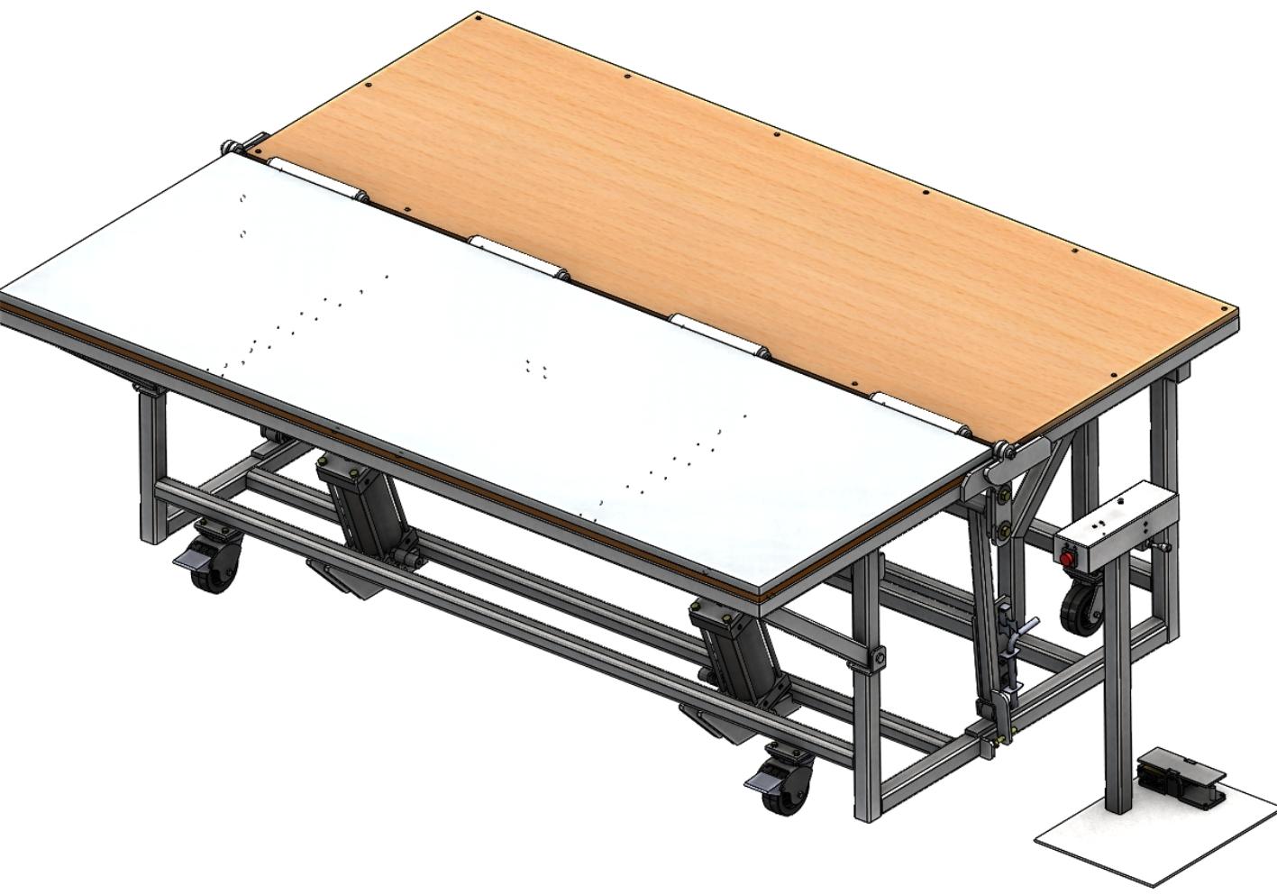 Manufacture of a pneumatic folding table